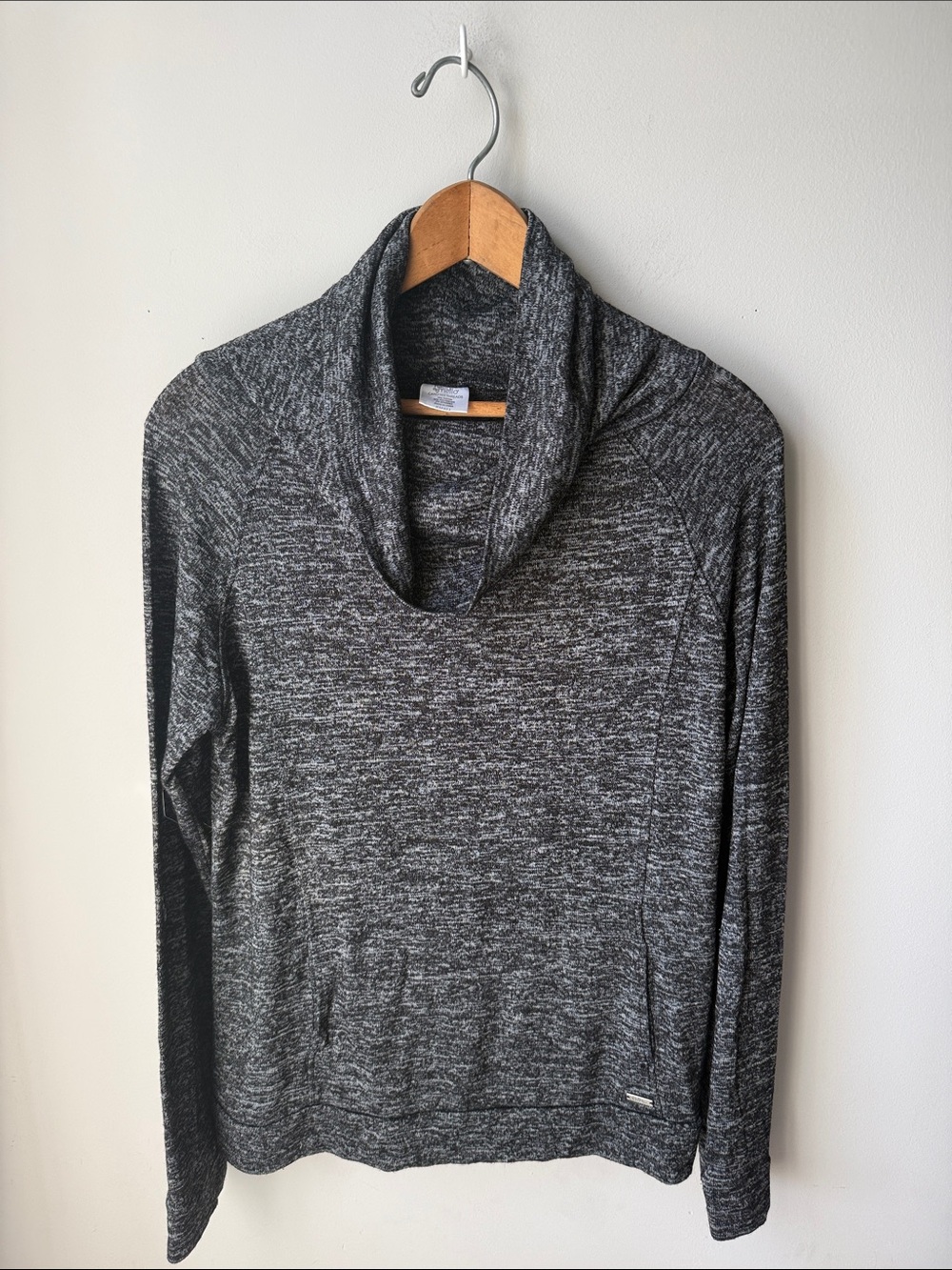 Hello Mello Gray Cowl Neck Pullover Soft Stretch Long Sleeve Lounge Top
